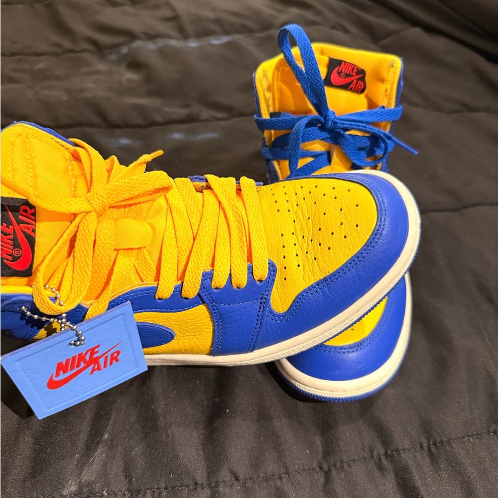 Nike Air High-Top Yellow and Blue Sneakers